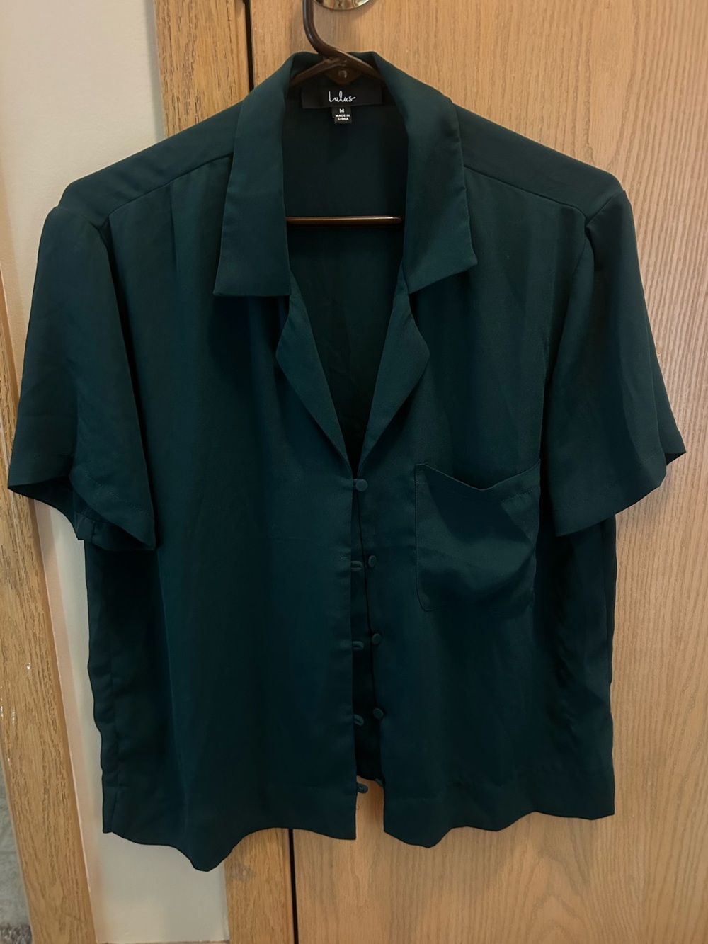 Lulu's Teal Short-Sleeve Button-Up Shirt